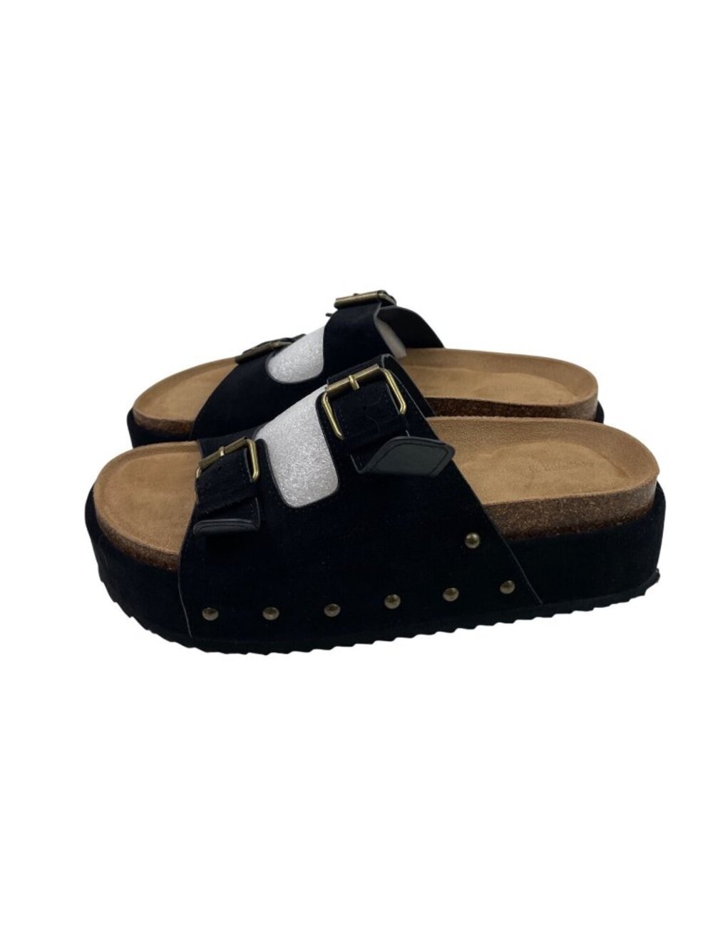 Forever 21 Black Suede Double Strap Platform Sandals Womens Size 9